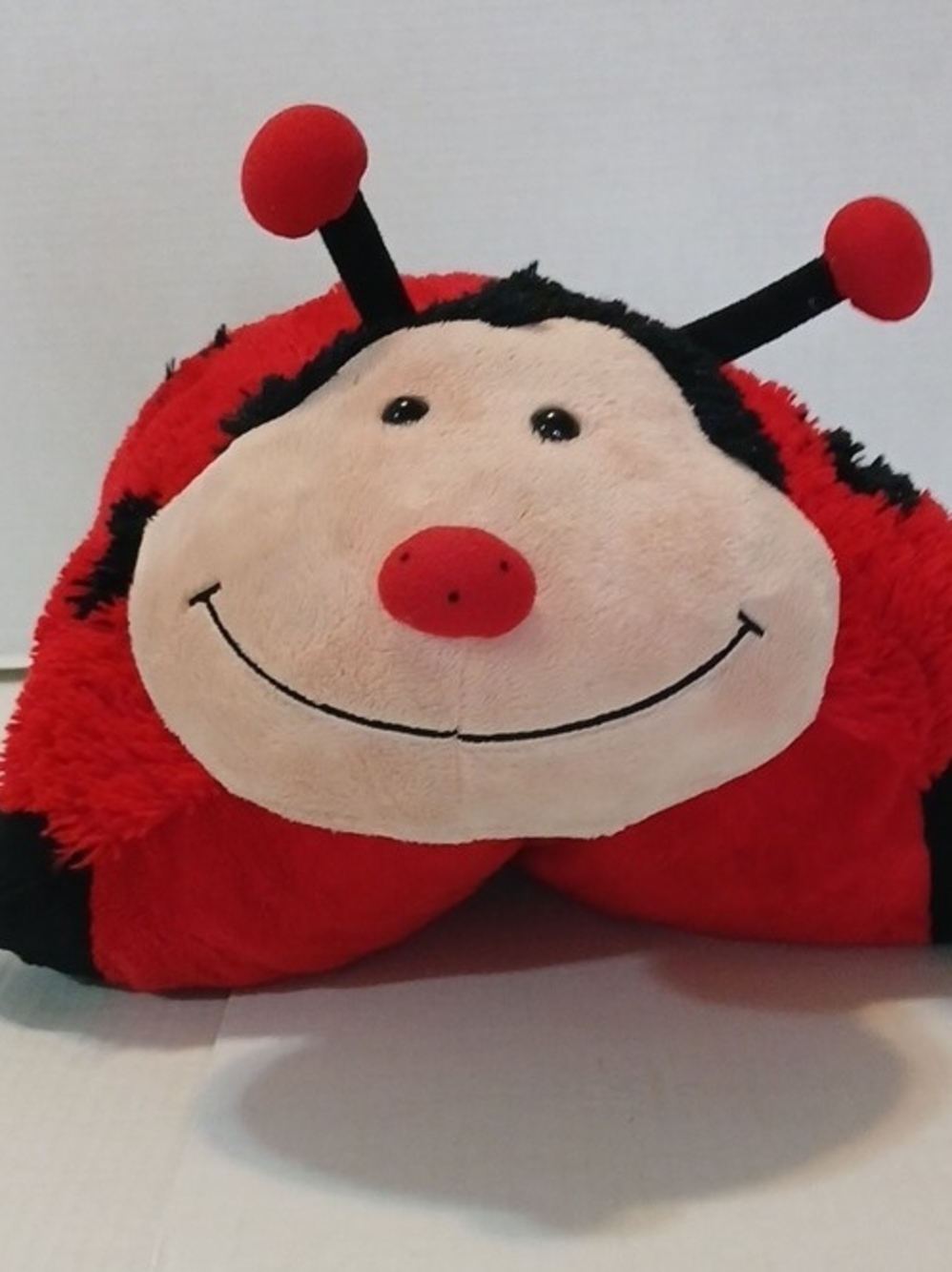 Retired Pillow Pets Miss Ladybug 2010 17"in Foldable Red/Black Plush